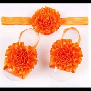 1 Set/3Pcs Baby Infant Headband AND Baby Sandals